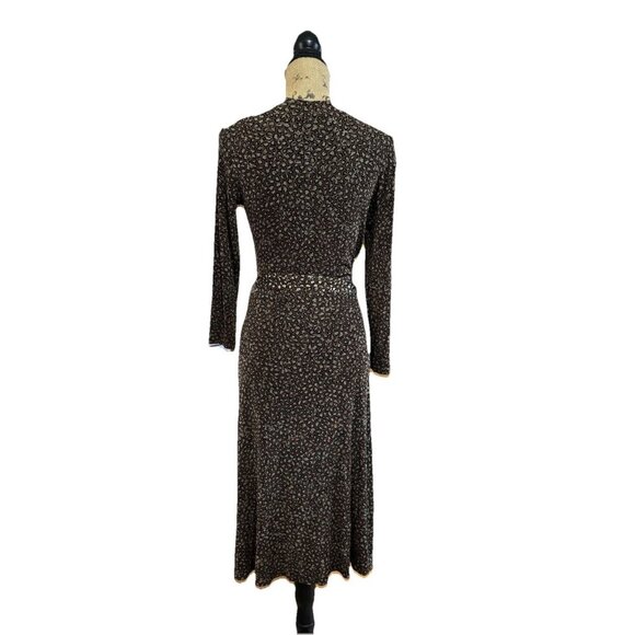 CHICOS TRAVELERS Leopard Animal Print Slinky Knit Faux Wrap Belt Dress 0/SMALL - Picture 4 of 8